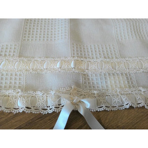 Plaid en laine tissée crème - Product Image 1