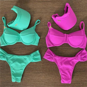 Logotipo personalizado al por mayor Bikini brasileño Mujeres Dos piezas Trajes de baño Sombrero de <span class=keywords><strong>vaquero</strong></span> Triángulo Traje de baño con aros Traje de baño - Product Image 1