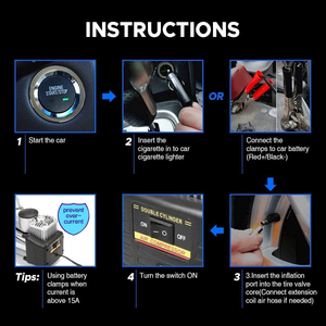 12V dijital ağır otomatik hava şişirme yüksek basınçlı çift silindirli araba hava kompresörü taşınabilir 150psi araba lastikleri pompa - Product Image 6