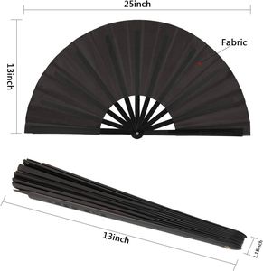 Abanicos Grandes de Plástico Plegables para Baile en Línea, con Tela de Satén y Nylon, para Decoración de Fiestas y Festivales - Product Image 2