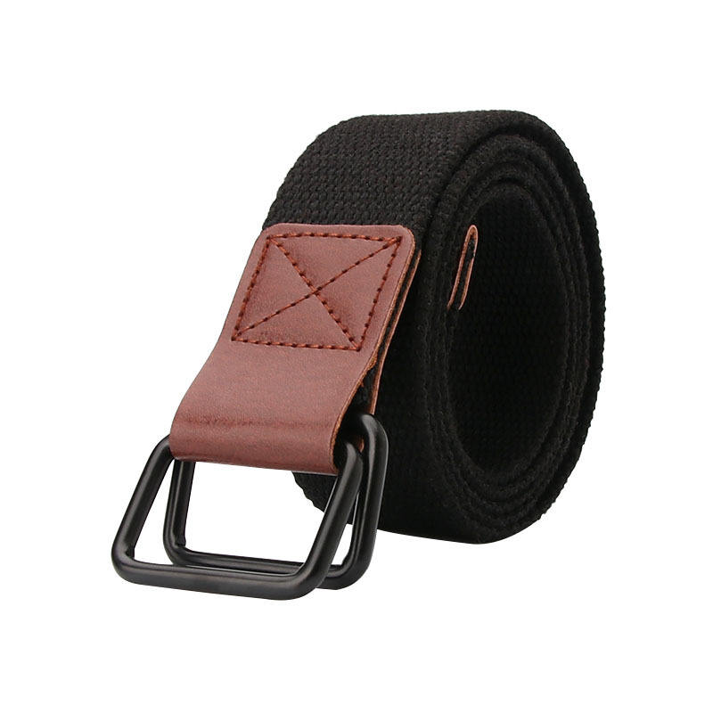 ZY106 PU Double Alloy Buckle Waist Belt Nylon Waistband Outdoor