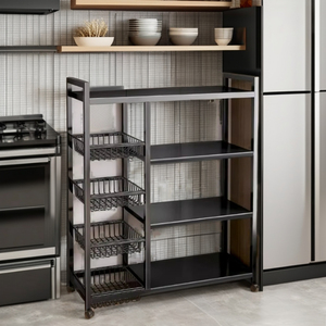 Estante organizador de cocina de acero inoxidable de Metal multifuncional, soporte para estufa de microondas, cesta de almacenamiento de verduras y frutas - Product Image 5