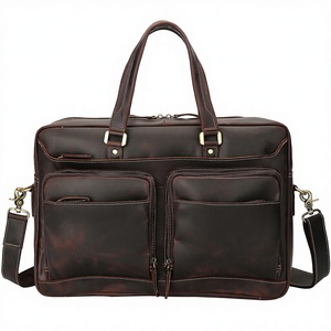 Maletín de Negocios de Cuero Genuino Personalizado de Fábrica, Bolsa <span class=keywords><strong>para</strong></span> Portátil de <span class=keywords><strong>17</strong></span> <span class=keywords><strong>Pulgadas</strong></span> <span class=keywords><strong>para</strong></span> Hombre, Bolsa Suave de Cuero Crazy Horse <span class=keywords><strong>para</strong></span> Viajes de Negocios - Product Image 1