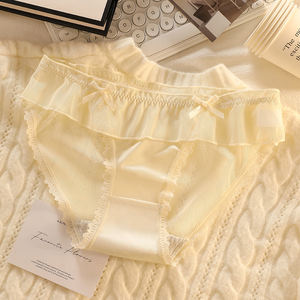 Culottes en tricot pour femmes, motif uni <span class=keywords><strong>hyper</strong></span>-teint, rose, pour l'été, taille mi-haute, respirantes, décontractées, décorées de dentelle, taille unique - Product Image 1