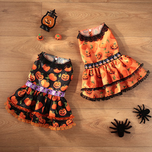 Costume de fête d'Halloween pour <span class=keywords><strong>chien</strong></span>, jupe double en dentelle de <span class=keywords><strong>citrouille</strong></span> princesse personnalisée pour animaux de compagnie - Product Image 1