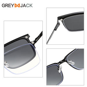 Lunettes de soleil magnétiques Greyjack pour hommes, en acier inoxydable, semi-cerclées, polarisées, vision nocturne, anti-UV, verres TAC - Product Image 1