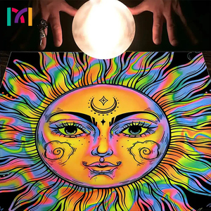 Paño de <span class=keywords><strong>Tarot</strong></span> Sun Moon Star India estera dorada Franela gruesa Mantel de <span class=keywords><strong>tarot</strong></span> de orillo de alta calidad - Product Image 3