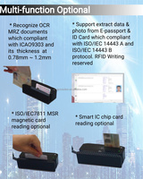 Swipe OCR MRZ ICAO9303 Escáner de documentos RFID NFC E Passport MSR Bank Smart Chip ID Card Reader para Hotel Bank Customs