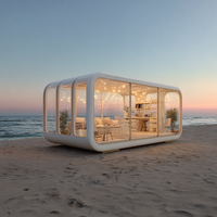 Mini cosses de bureau en acier de luxe Maison capsule d'hôtel en plein air Cabine Maison mobile Préfabriquée Modulaire pour Hôtel Boutiques Kiosque