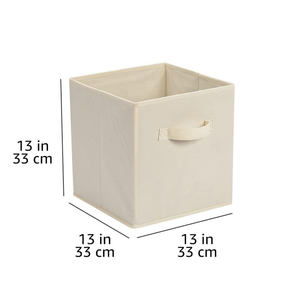 Bac de rangement carré pliable en non-tissé beige, durable, gain de place, léger, montage facile, <span class=keywords><strong>ouverture</strong></span> frontale - Product Image 6