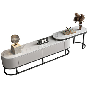 Production directe d'usine de meubles de salon modernes et luxueux avec un support <span class=keywords><strong>TV</strong></span> en bois et un toit en marbre rétractable - Product Image 6
