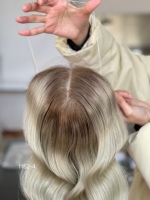 Topper de cheveux vierges SHY, cuticules alignées, cheveux non traités, lace front, en stock, couleurs naturelles, fabricant
