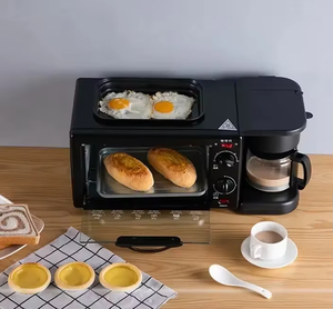 Station petit-déjeuner 3-en-1 : Cafetière, Grille-pain, Poêle à frire – Appareil de comptoir en acier inoxydable noir - Product Image 5