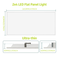 Plafonnier LED plat en aluminium 2*4FT 130lm/w IP44 SMD2835, 5CCT réglable pour l'éclairage des bureaux, salles de conférence et ateliers