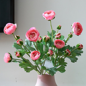 Artificial Camellia Flower 4 Head Flocked Silk High Simulation Wedding Decoration - Product Image 1