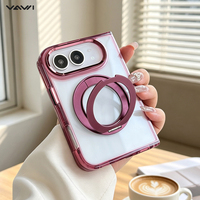 VAWI B552 Vente en gros Étui de téléphone pliable magnétique transparent anti-jaunissement pour iPhone Duo 360 °   Étui de protection rotatif