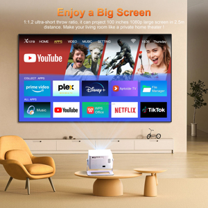 C8 <span class=keywords><strong>Pro</strong></span> 32G Android Proyector de cine en casa de tiro corto Full HD 1080P 3D 4K LED Enfoque automático Wi-Fi para LCD Home Cinema Android 9 - Product Image 4