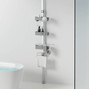 WIREKING 74-106'' Étagère d'angle de douche télescopique en aluminium multicouche avec miroir, organisateur de salle de bain - Product Image 2