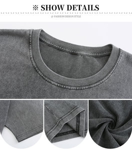 T-shirts pour hommes vintage lavés, coton lourd, coupe oversize, streetwear, motif personnalisé, impression DTG, t-shirt décontracté pour hommes - Product Image 3