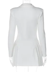 Abito Estivo Casual da <span class=keywords><strong>Donna</strong></span> a Vita Alta con Maniche Lunghe e Chiusura Monopetto - Product Image 6