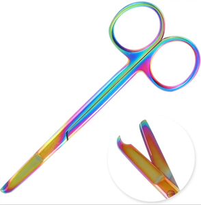 Tijeras manuales de puntada para sutura, 4,5 pulgadas, rectas, reutilizables para procedimientos médicos, eliminación de suturas, primeros auxilios, Rainbow Mayo - Product Image 6