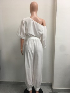 Completo da donna a tinta unita <span class=keywords><strong>con</strong></span> top monospalla asimmetrico a manica corta e <span class=keywords><strong>pantaloni</strong></span> larghi, set 2 pezzi Sehe Fashion - Product Image 6