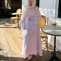 Abaya Willson à col rond et fermeture éclair, effet lin, qualité supérieure, pour femmes musulmanes, robe modeste en dentelle, mode quotidienne – Grande Vente Usine