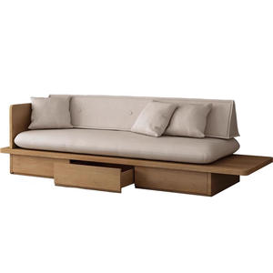 Sofá de madera maciza de estilo japonés con almacenamiento, diseño recto para sala de estar y apartamentos pequeños - Product Image 3