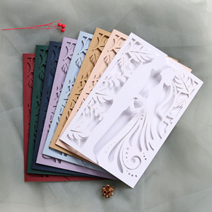 <span class=keywords><strong>Carte</strong></span> d'invitation de mariage romantique en papier perlé écologique, motif creux marié et mariée, pour baby shower, <span class=keywords><strong>anniversaire</strong></span>, Saint-Valentin - Product Image 4