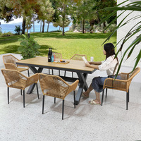 Meubles de jardin durables en aluminium, chaises empilables, ensemble de table à manger pour patio, résistant à l'eau, utilisation pour les commerces, balcon