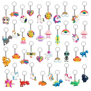 Cute luxury Silicone kids Party Favor Gift Cartoon pvc Key Rings promotional keychains