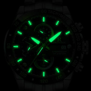 Reloj Digital con correa de acero inoxidable de lujo para hombre, resistente al agua, luz nocturna, cronómetro de 42mm, diseño de <span class=keywords><strong>Guerrero</strong></span> negro, venta al por mayor - Product Image 4