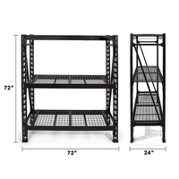 Étagère de garage autoportante à 4 niveaux à usage intensif, unité de support de stockage en fil métallique sans boulon, baie de rayonnage à 4 niveaux