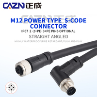 Venta caliente 1 metros M12 recto en ángulo recto código S 2 + PE 3 + Pines de PE sin blindaje cables moldeados de PVC conectores de Cable macho hembra