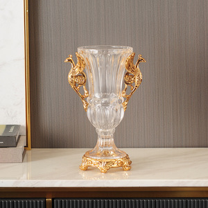 Europese Kristallen Glazen Vaas Pauw Bloem Invoegen Huis Zachte Decoratie Luxe Glas Hars Acryl Vaas - Product Image 6