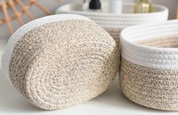 Vente chaude ménage neatening organisateur à la main couture coton corde salle de bain panier de rangement pour jouets serviette cosmétique