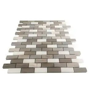 Subway Marble Mosaic Tile Temple Grey mixed Cherry Blossom stone mosaic wall tiles