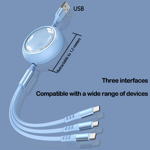 Tùy chỉnh 3 trong 1 6A trường hợp trong suốt có thể thu vào sạc nhanh cáp điện thoại USB-A Cáp dữ liệu cho quà tặng in ấn - Product Image 5