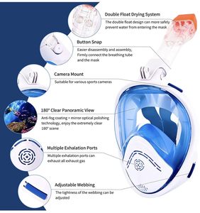 Máscara de Snorkel de Rosto Inteiro Atualizada com Tubo, Respirável, Antiembaçante e Proteção UV para Esportes Aquáticos e Natação – Preço de Atacado - Product Image 4