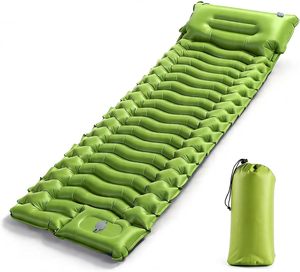 Matelas de camping gonflable ultraléger avec oreiller et pompe à pied, matelas de camping compact extra épais - Product Image 1