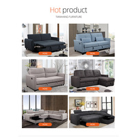 Canapé-lit trois places de style européen avec rangement, revêtement en tissu, garnissage en éponge, durable, écologique, facile à nettoyer pour salon