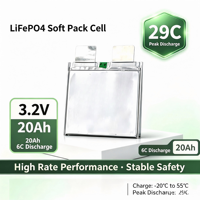 Cellule LiFePO4 en pochette 20Ah 3.2V, faible IR ≤0.6mΩ, max 400A, 4000 cycles, longue autonomie pour pack de batterie de vélo électrique et trottinette