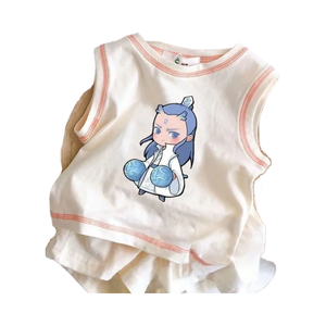 2025 nuovo film Nezha ispirato abbigliamento per bambini di lusso per bambine pantaloncini t-shirt Set di cotone 2 pezzi vestito estivo - Product Image 1