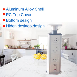 جودة عالية الفضة دليل المنبثقة سطح المكتب مأخذ كونترتوب سحب 3 منافذ الطاقة USB A + C PD20W مقبس الطاقة - Product Image 2