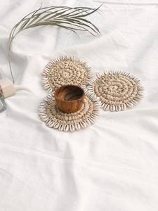 Juego de posavasos de concha de rafia, mesa Bohemia, decoración del hogar - Product Image 6