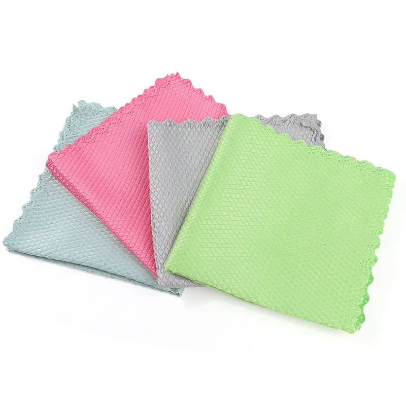 Water Absorbing Non-Shedding Glass Bowl Table, Mirror Traceless Fish Scale Rag Kitchen Table Cleaning Towel