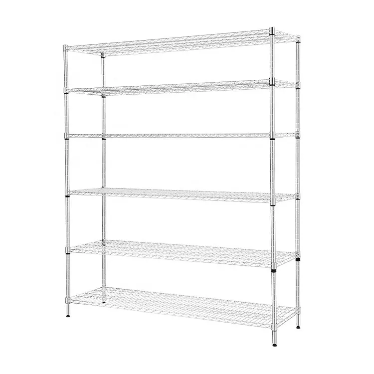 Commercial 6 tiers Warehouse Use Shelving Big Size 150*45*200cm Storage Rack Heavy Chrome Finishing Rack Sundry Spacing