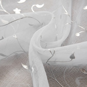 Fábrica de China, venta al por mayor, Voilage Rideau, cortina transparente blanca, últimos diseños con lámina de <span class=keywords><strong>plata</strong></span> brillante, cortinas <span class=keywords><strong>y</strong></span> cenefas Premium - Product Image 2