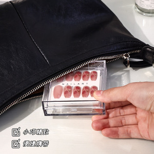 Nail Art <b>Storage</b> <b>Box</b> Transparent Foldable With Glue For Artificial Fingernails Display Case <b>Small</b> Portable - Product Image 1