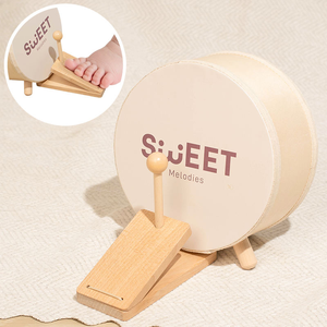 Ahşap Pedal seti davul çocuk oyuncak ahşap yuvarlak bant standı Montessori müzik perküsyon oyuncak - Product Image 3